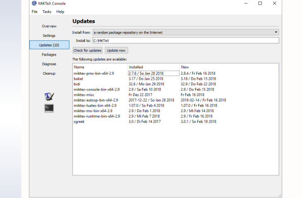 MiKTeX (LaTeX) screenshoot 1